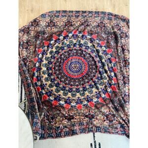 Johnny Was Blanket Cozy Reversible Floral Bandana Soft Fleece Throw Boho NEW